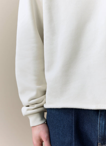 Men's Boxy Polo Sweatshirt - Cotton - Cream