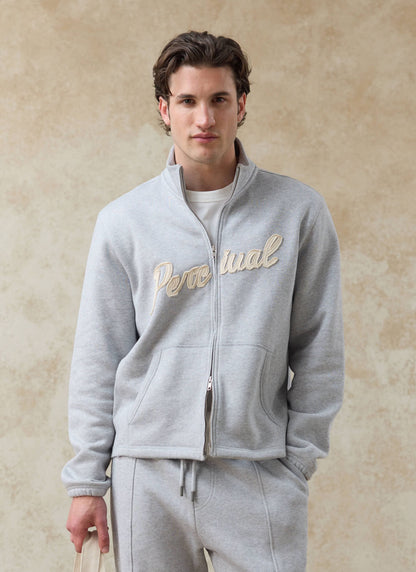 Men's Curtis Funnel Neck Zip Jumper - Cotton - Grey