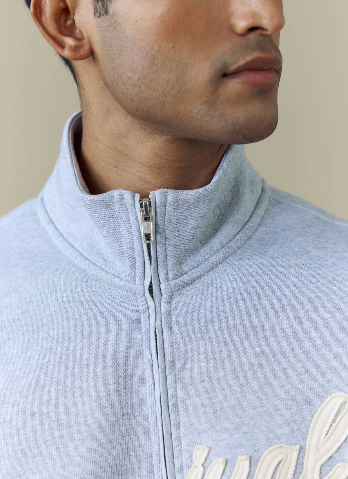 Men's Curtis Funnel Neck Zip Jumper - Cotton - Grey