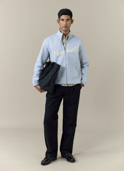 Men's Curtis Funnel Neck Zip Jumper - Cotton - Grey