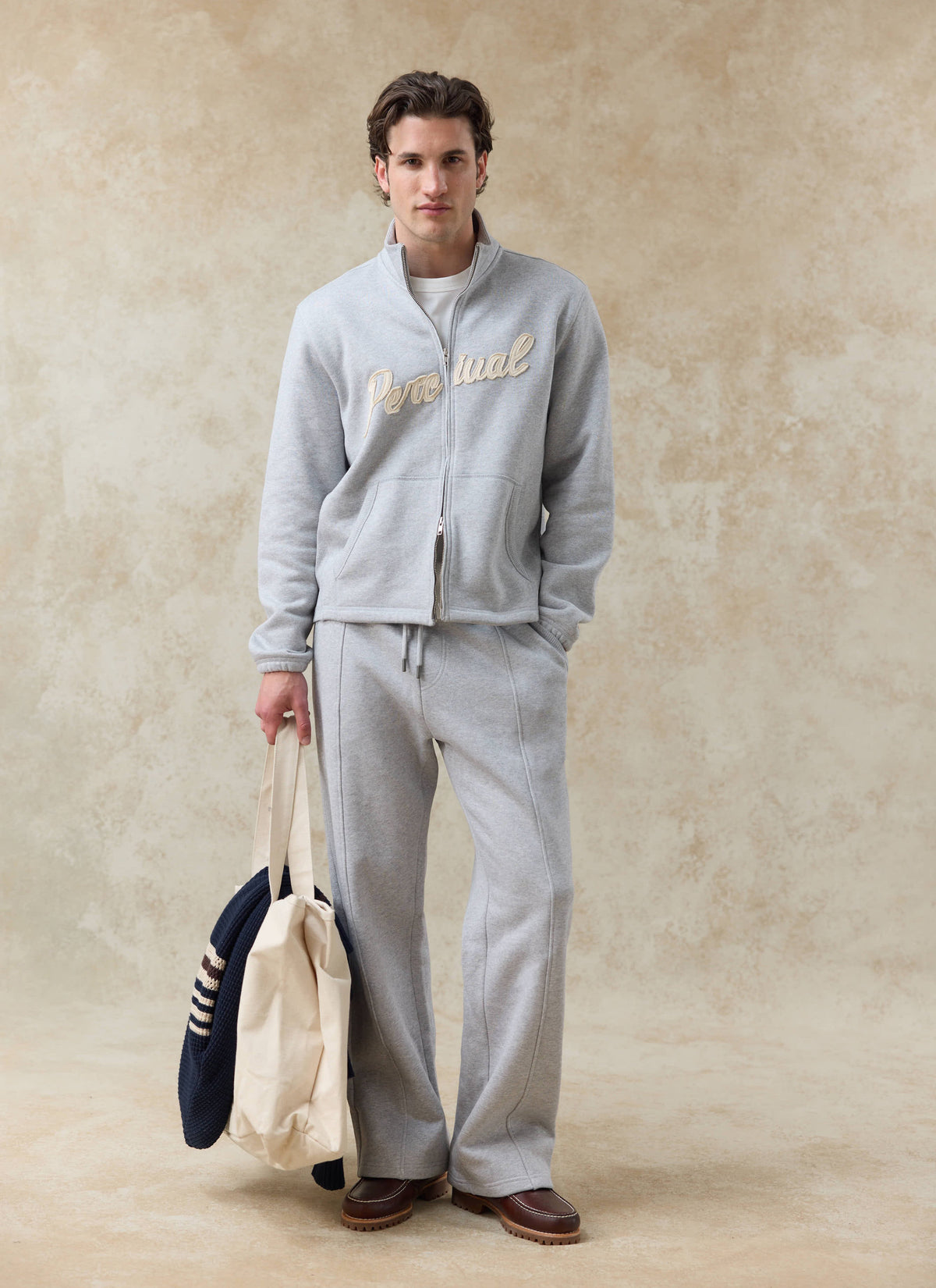 Men's Curtis Funnel Neck Zip Jumper - Cotton - Grey