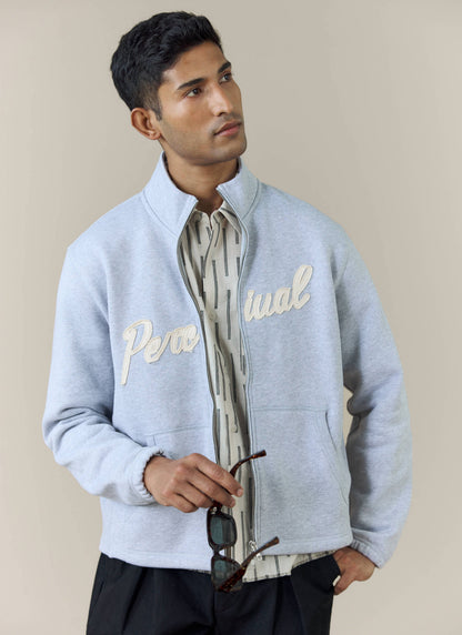 Men's Curtis Funnel Neck Zip Jumper - Cotton - Grey