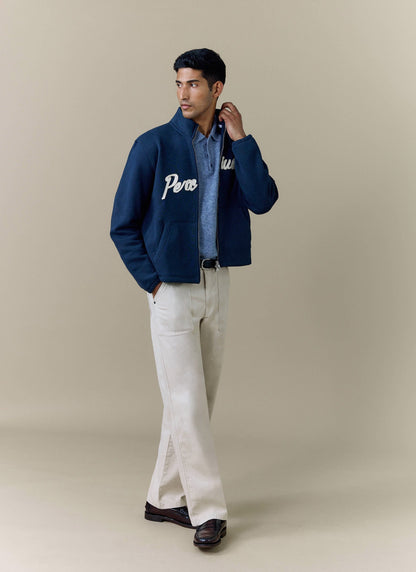 Men's Curtis Funnel Neck Zip Jumper - Cotton - Navy