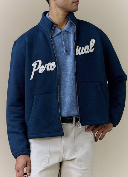 Men's Curtis Funnel Neck Zip Jumper - Cotton - Navy