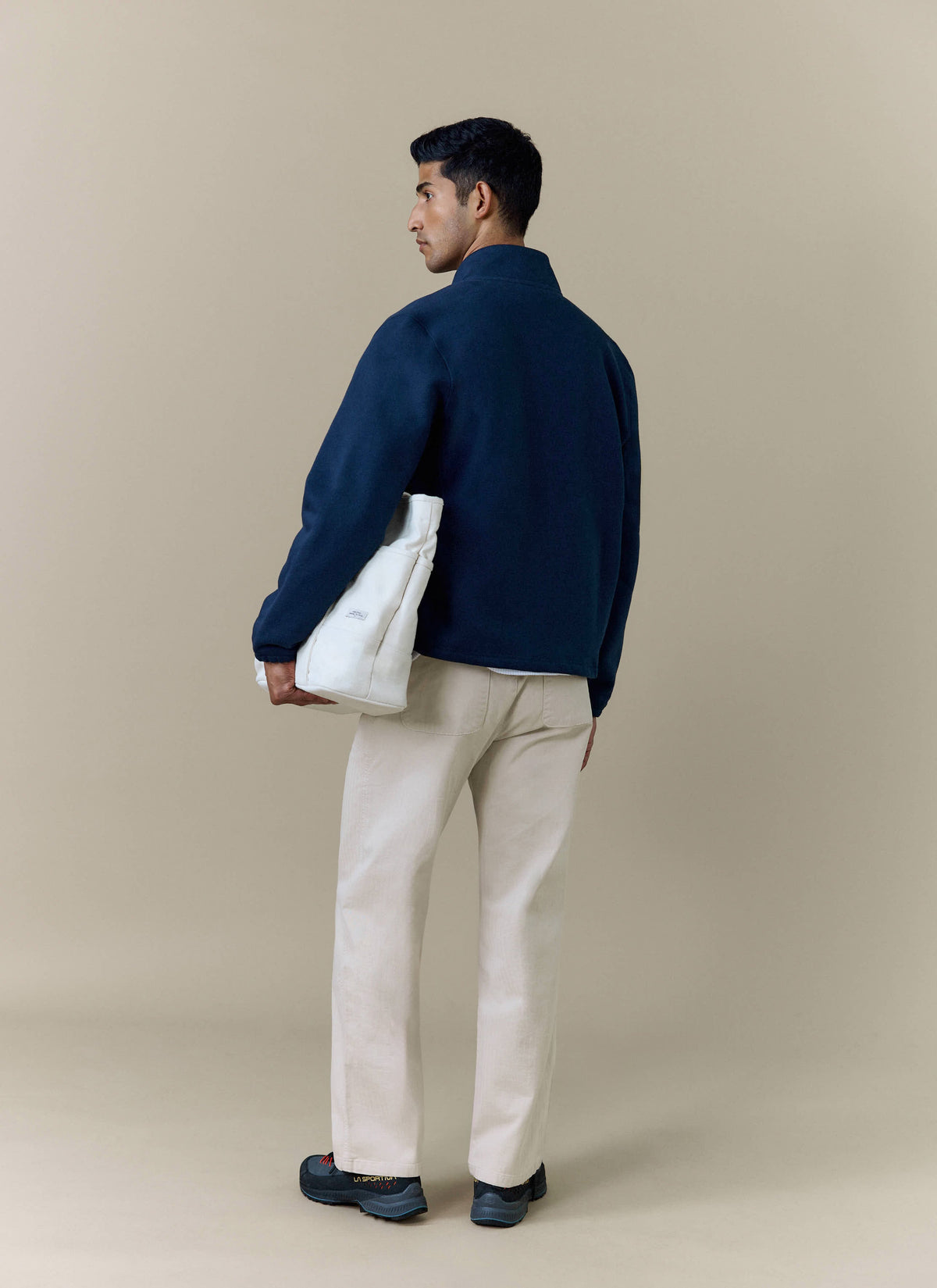 Men's Curtis Funnel Neck Zip Jumper - Cotton - Navy
