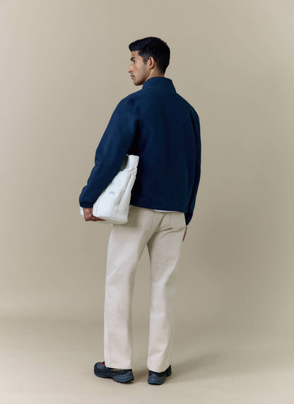 Men's Curtis Funnel Neck Zip Jumper - Cotton - Navy
