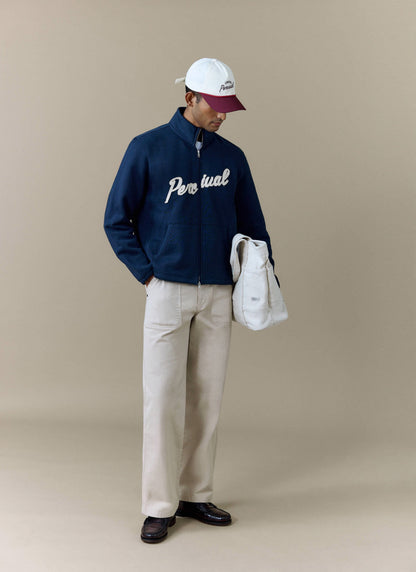 Men's Curtis Funnel Neck Zip Jumper - Cotton - Navy