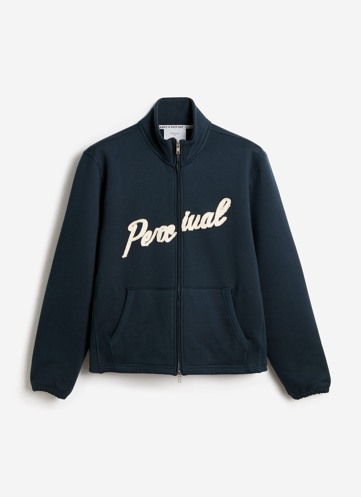 Men's Curtis Funnel Neck Zip Jumper - Cotton - Navy