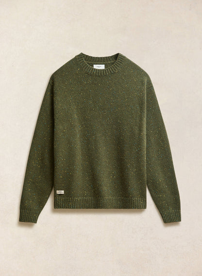 Men's Forest Green Crew Neck Jumper - Rhodes - Cotton - Percival