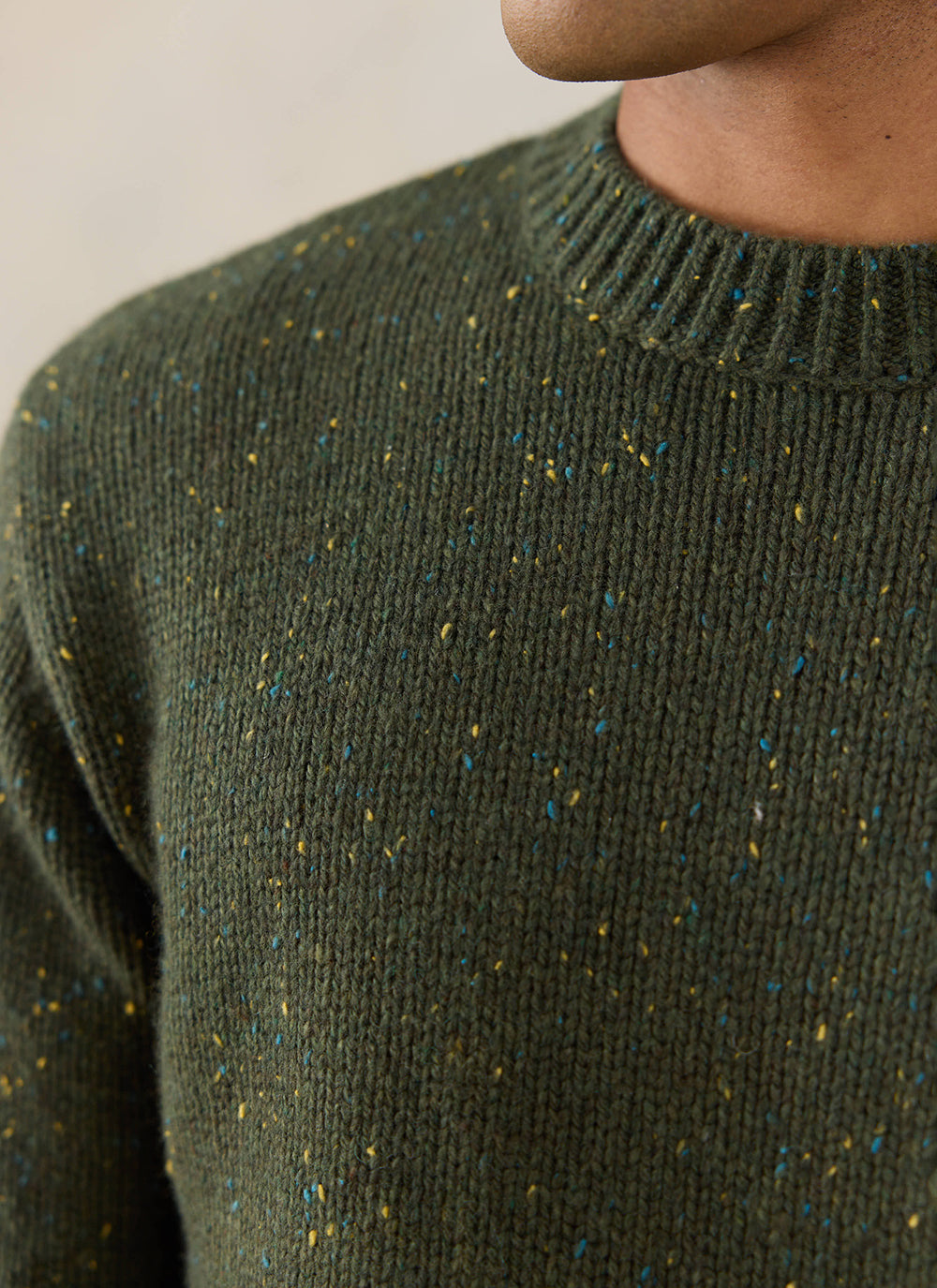 Men's Forest Green Crew Neck Jumper - Rhodes - Cotton - Percival