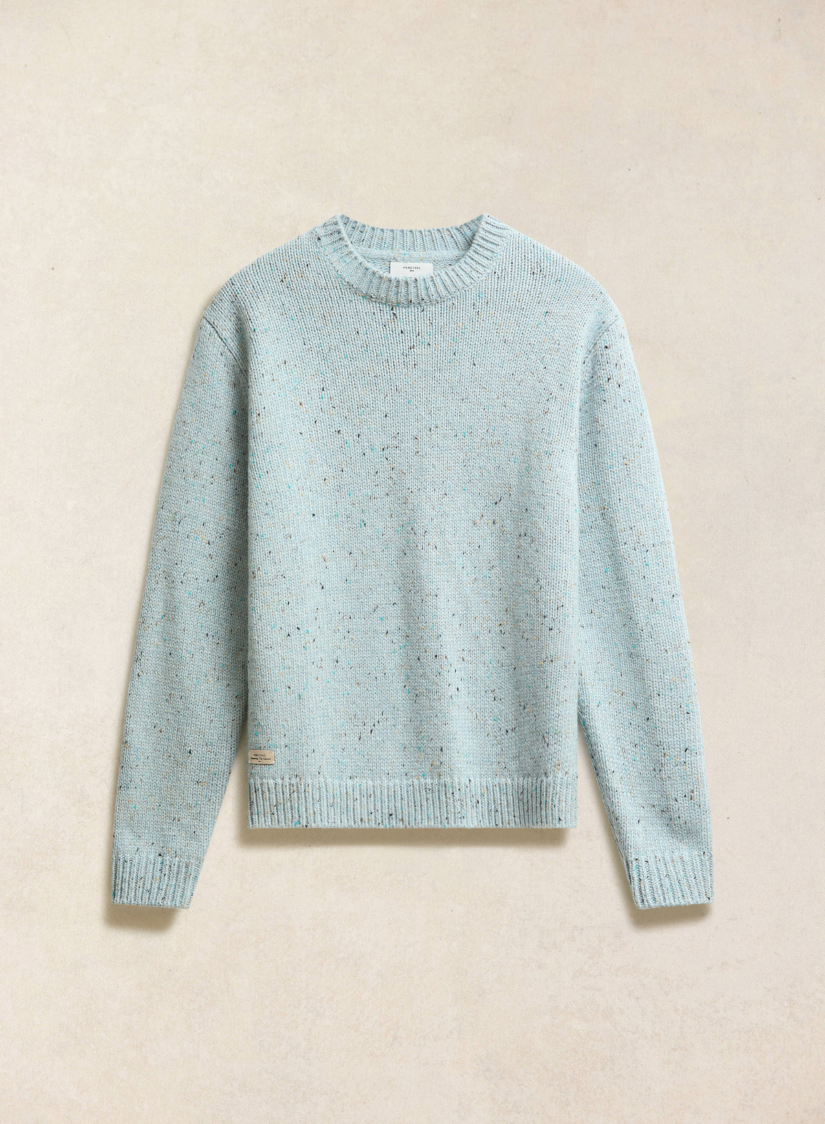 Men's Donegal Crew Neck Jumper: Rhodes - Blue - Cotton - Percival