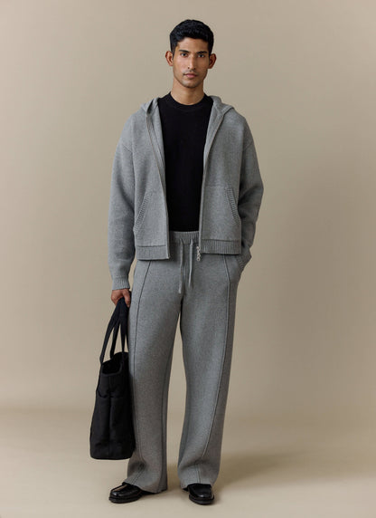 Men's Chronicle Knitted Hoodie - 100% Cotton - Grey