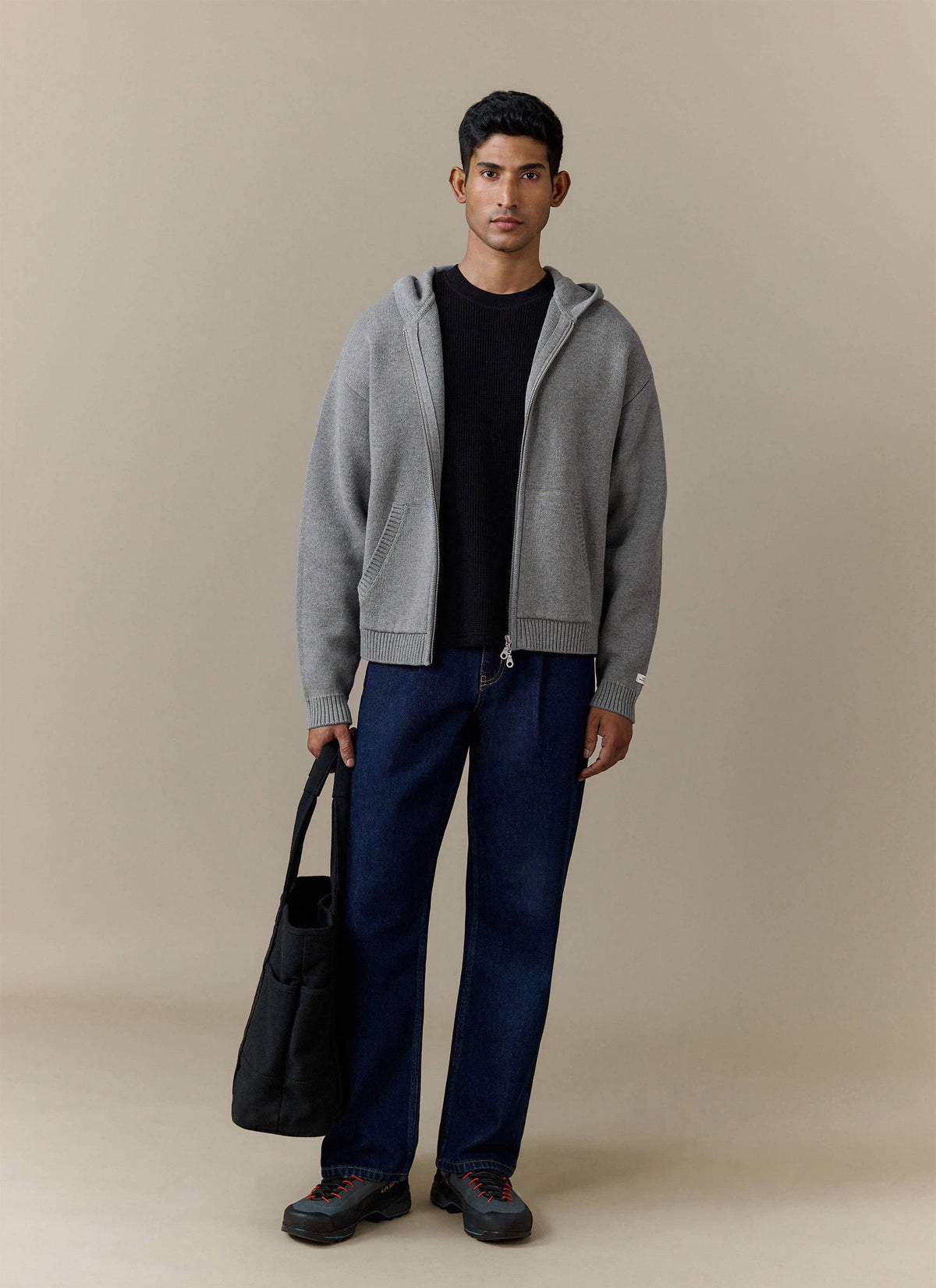 Men's Chronicle Knitted Hoodie - 100% Cotton - Grey