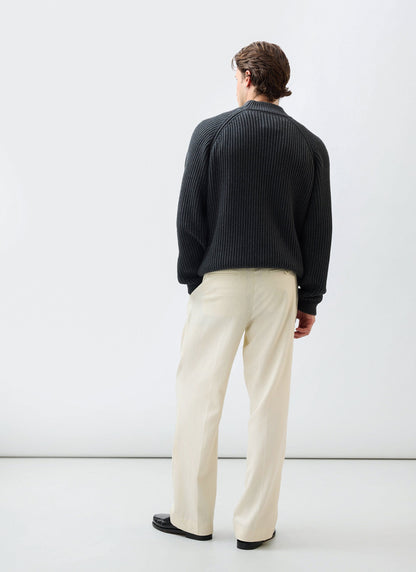 Men's Library Turtle Neck Jumper - Cotton - Charcoal