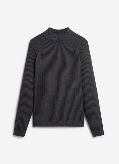 Men's Library Turtle Neck Jumper - Cotton - Charcoal