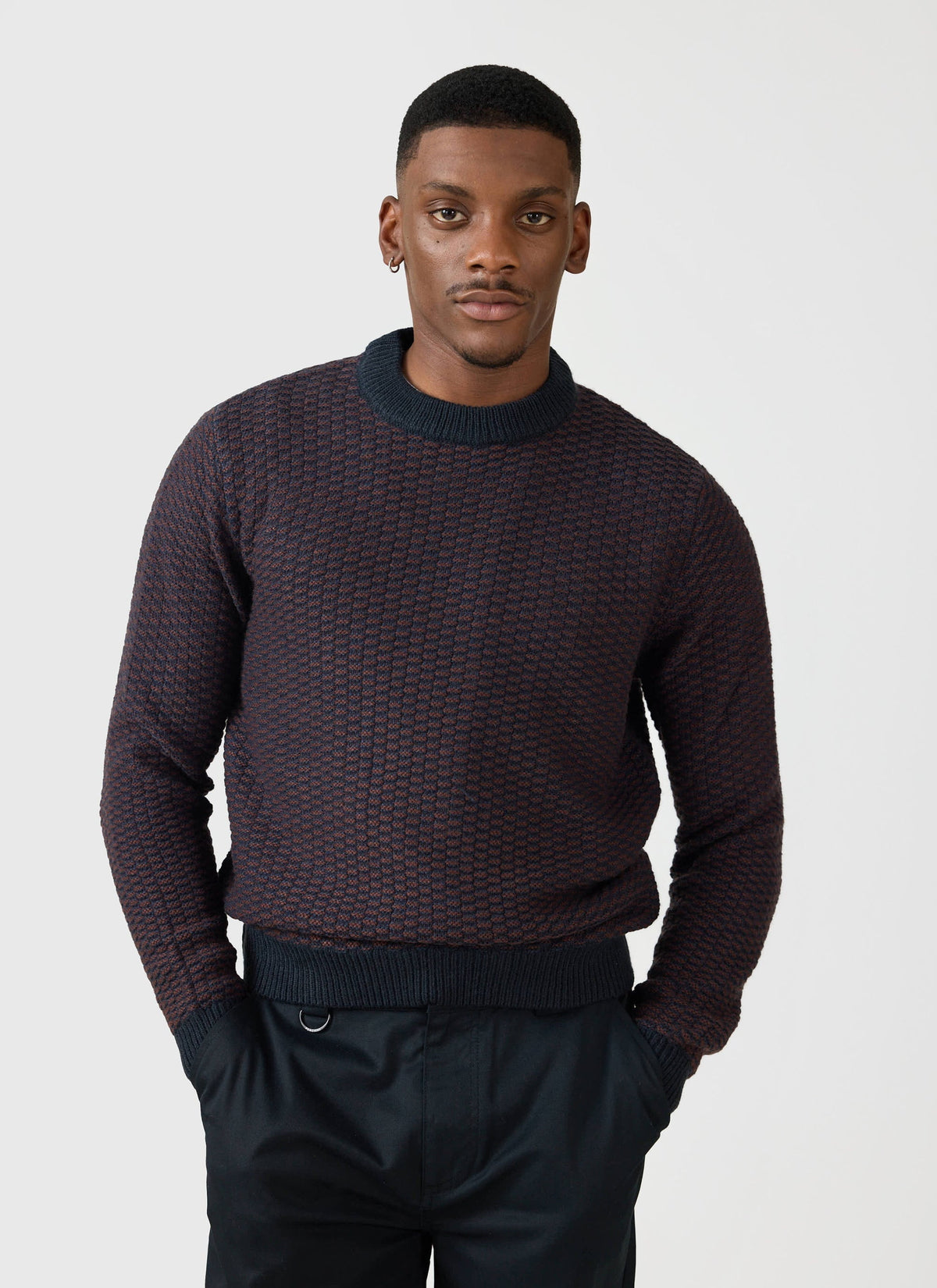 Charlestown Knitted Jumper - Navy Burgundy