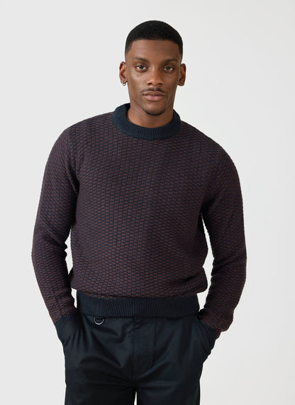 Charlestown Knitted Jumper - Navy Burgundy
