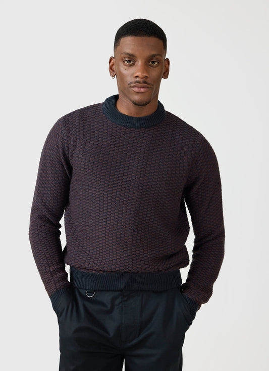 Charlestown Knitted Jumper - Navy Burgundy