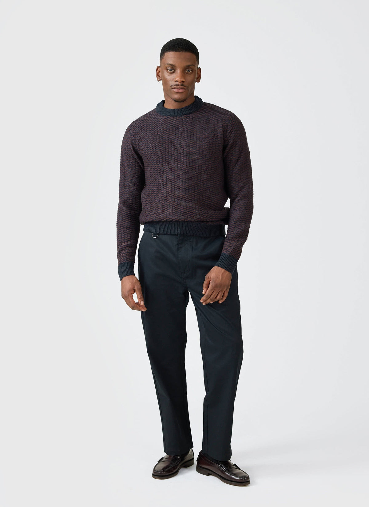 Charlestown Knitted Jumper - Navy Burgundy