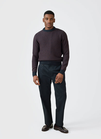 Charlestown Knitted Jumper - Navy Burgundy