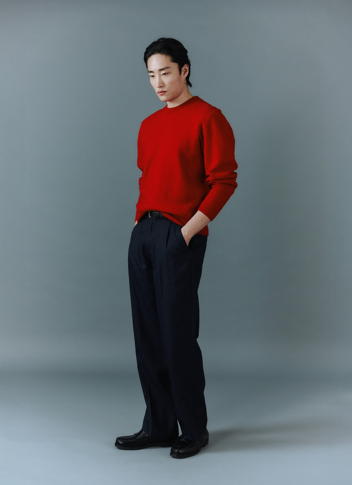 Felted Relaxed Jumper - Wool - Red