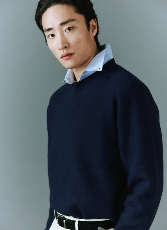 Felted Relaxed Jumper - Wool - Navy