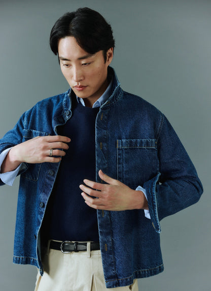 Felted Relaxed Jumper - Wool - Navy