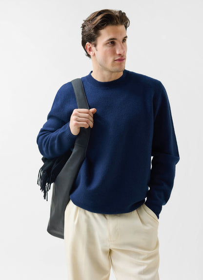 Felted Relaxed Jumper - Wool - Navy