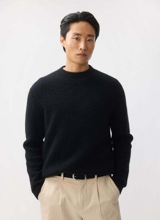 Men's Mohair Crew Neck Jumper - Black