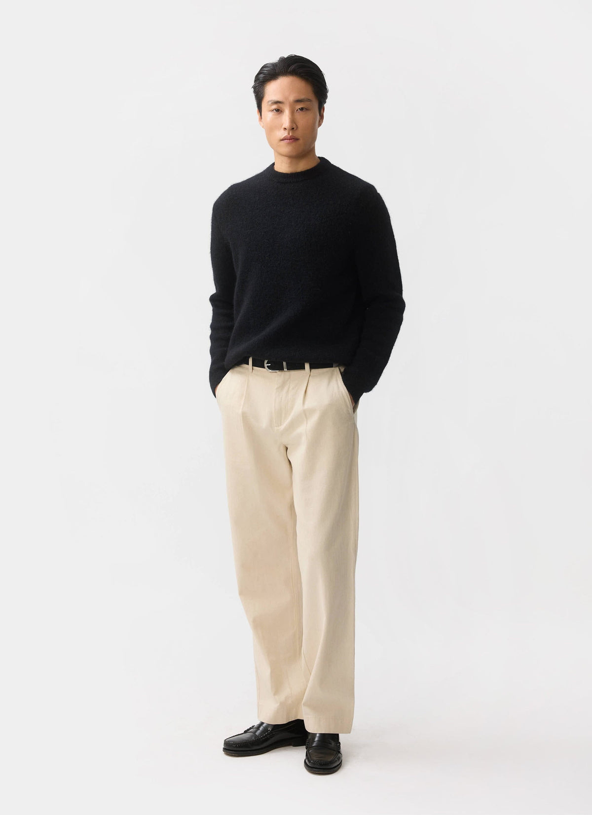 Men's Mohair Crew Neck Jumper - Black