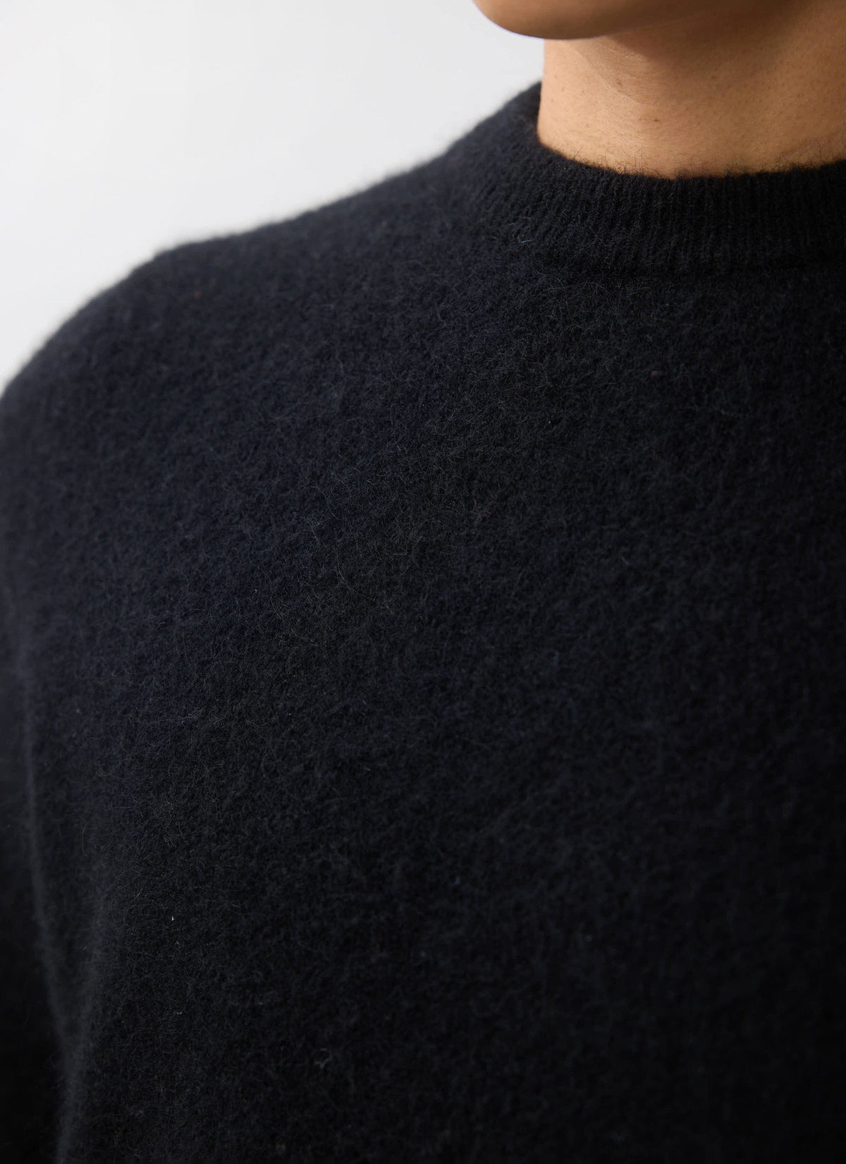 Men's Mohair Crew Neck Jumper - Black