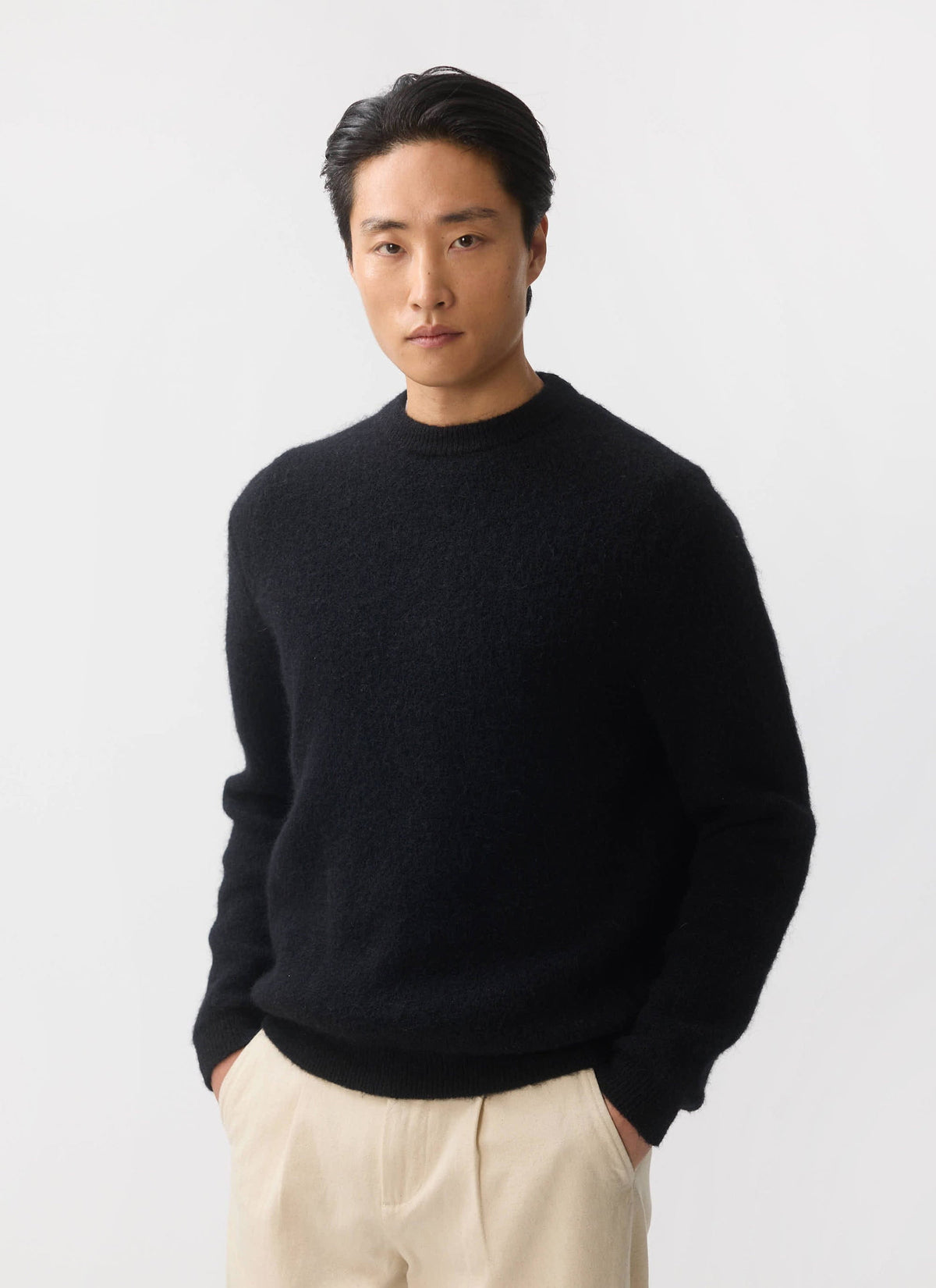 Men's Mohair Crew Neck Jumper - Black