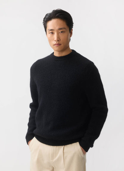 Men's Mohair Crew Neck Jumper - Black