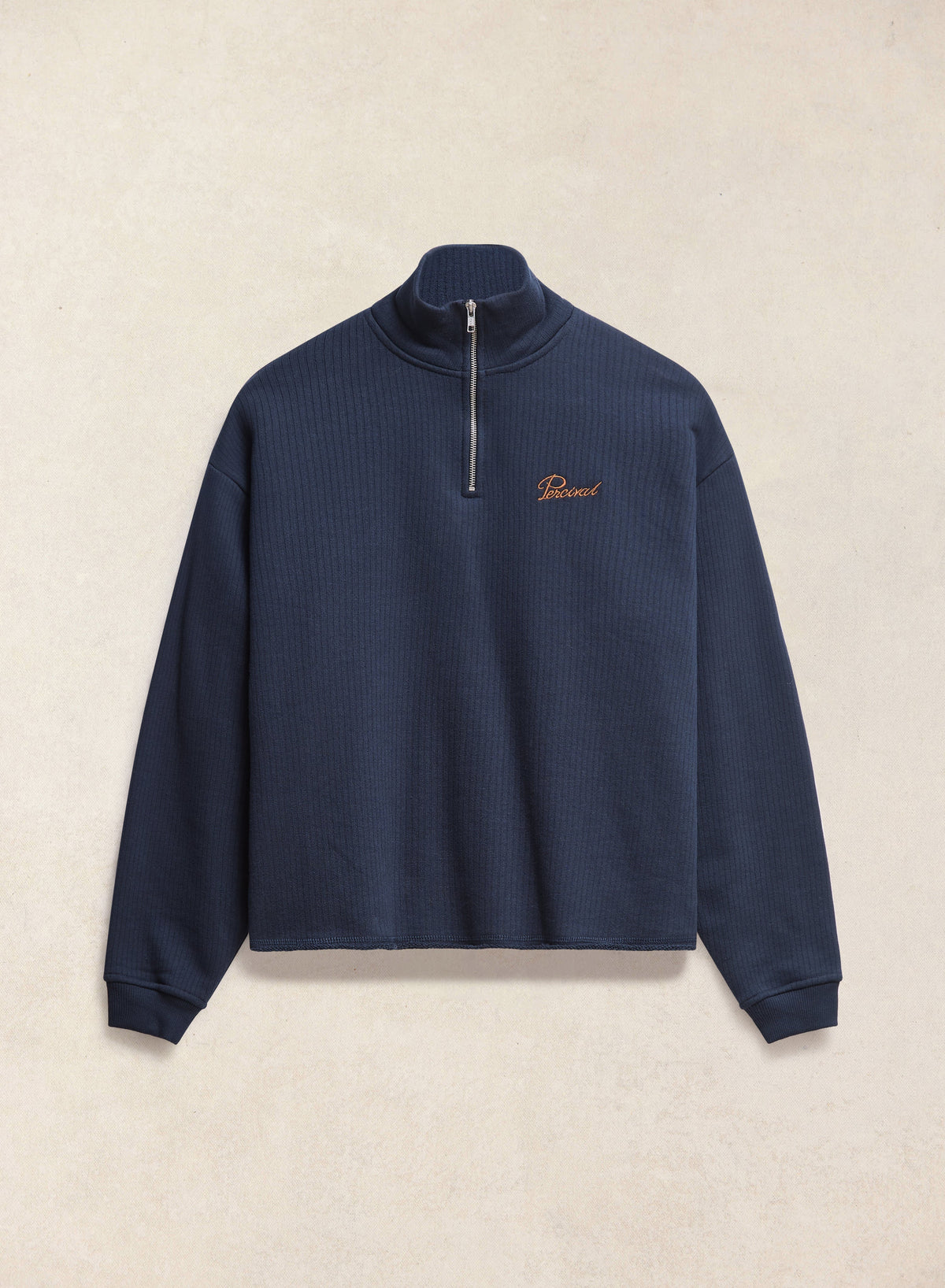 Conrad Funnel Neck 1/4 Zip Jumper - Navy Cotton - Percival