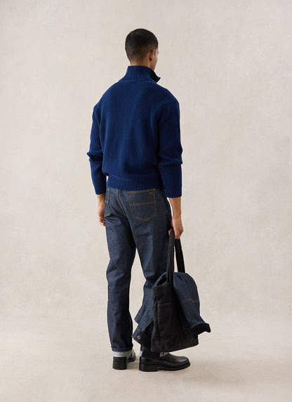Meyer Boxy Quarter Zip - Navy Cotton - Percival