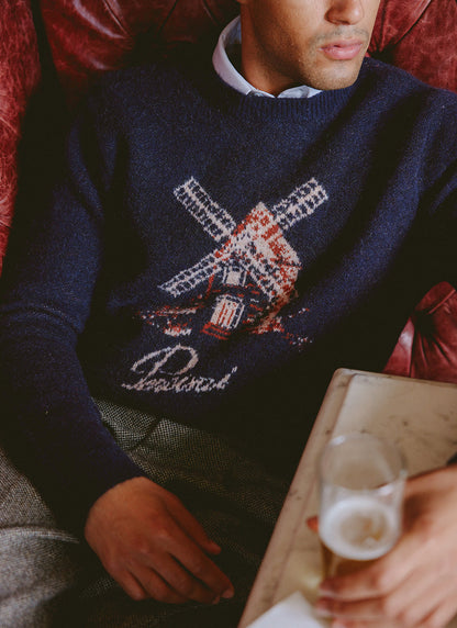 Miller Jacquard Jumper - Navy Mohair Wool - Percival