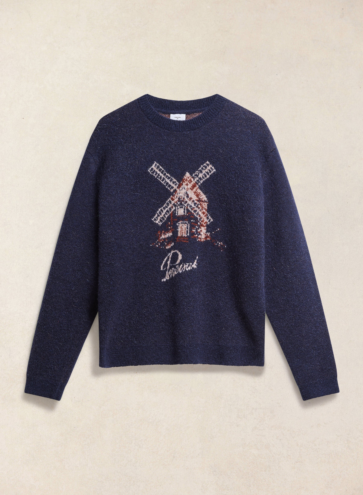Miller Jacquard Jumper - Navy Mohair Wool - Percival