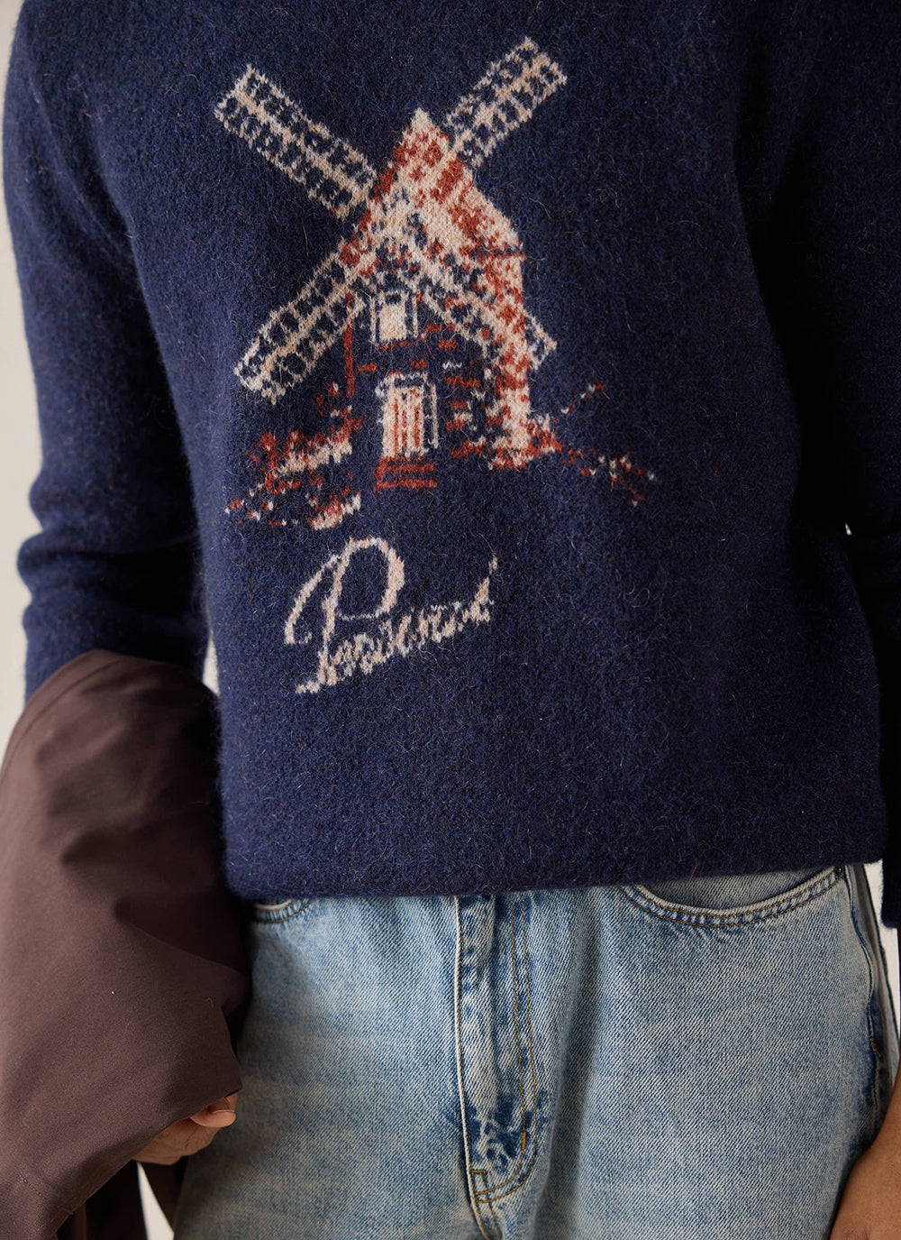 Miller Jacquard Jumper - Navy Mohair Wool - Percival