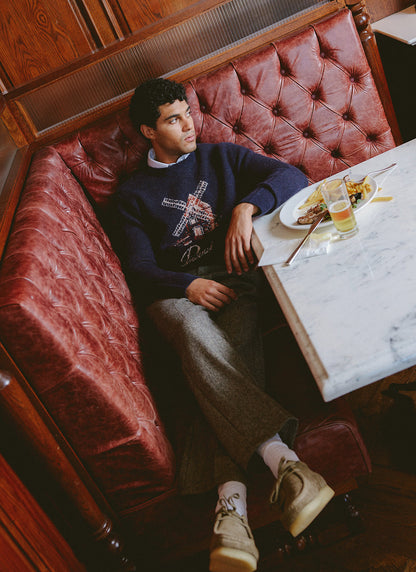 Miller Jacquard Jumper - Navy Mohair Wool - Percival