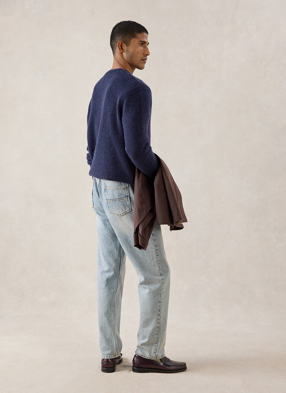 Miller Jacquard Jumper - Navy Mohair Wool - Percival
