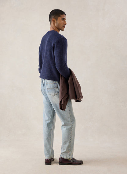 Miller Jacquard Jumper - Navy Mohair Wool - Percival