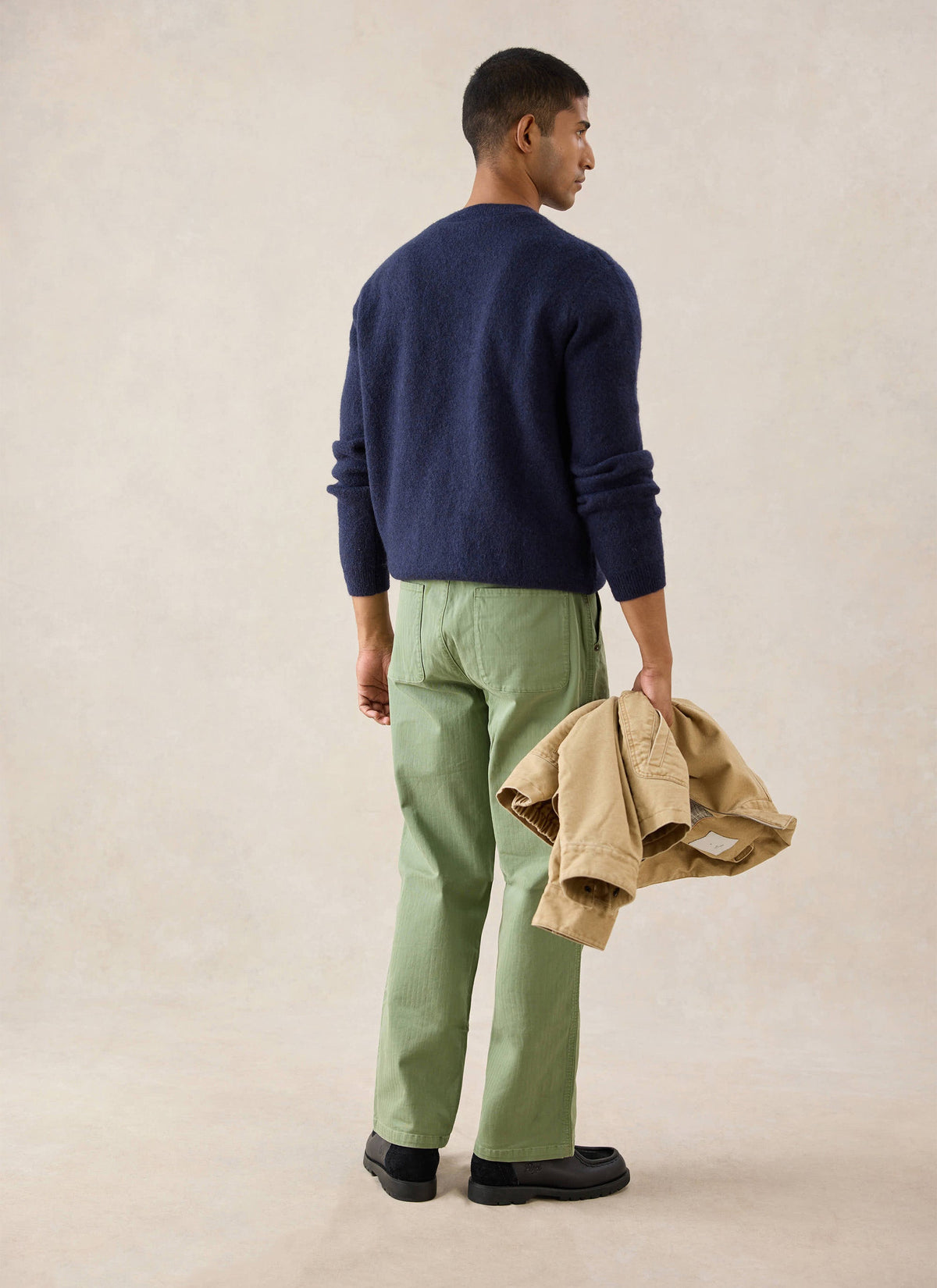 Men's Navy Crew Neck Jumper - Mohair Wool - Percival