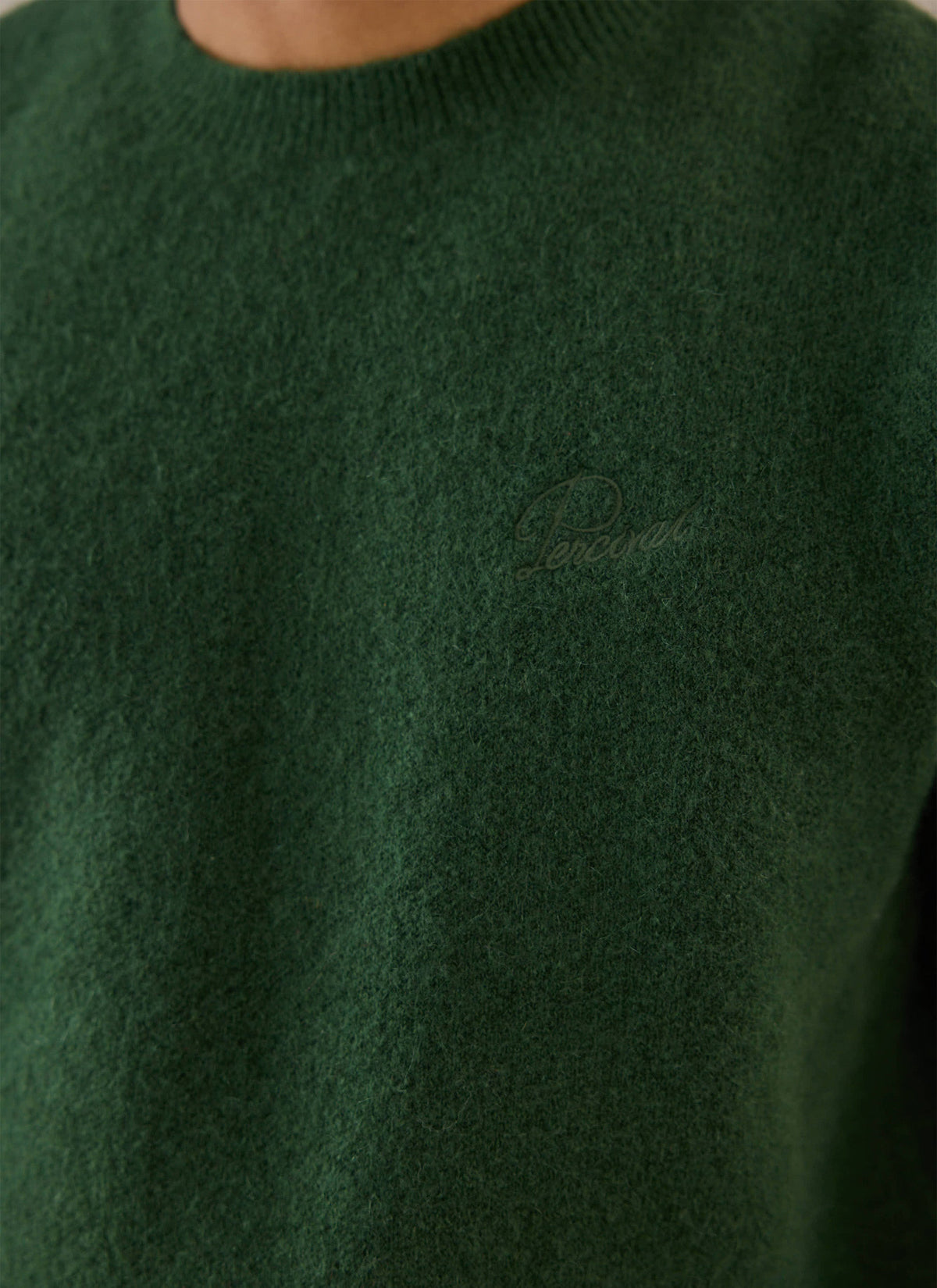 Men's Boxy Crew Neck Jumper - Forest Mohair - Percival