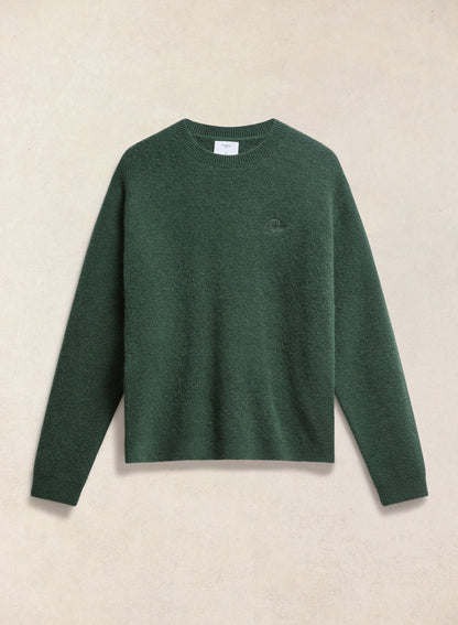 Men's Boxy Crew Neck Jumper - Forest Mohair - Percival