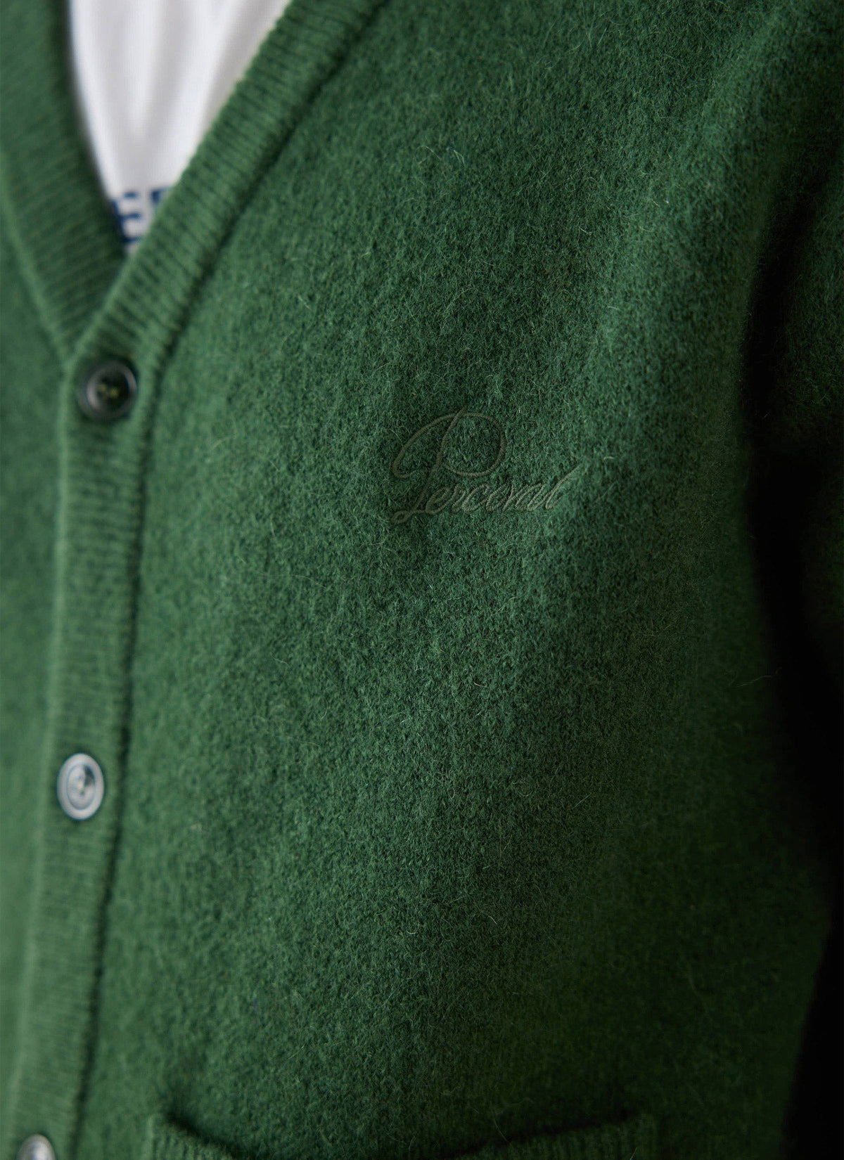 Men's White Glove Mohair Cardigan - Forest Green - Percival