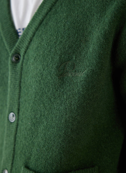 Men's White Glove Mohair Cardigan - Forest Green - Percival
