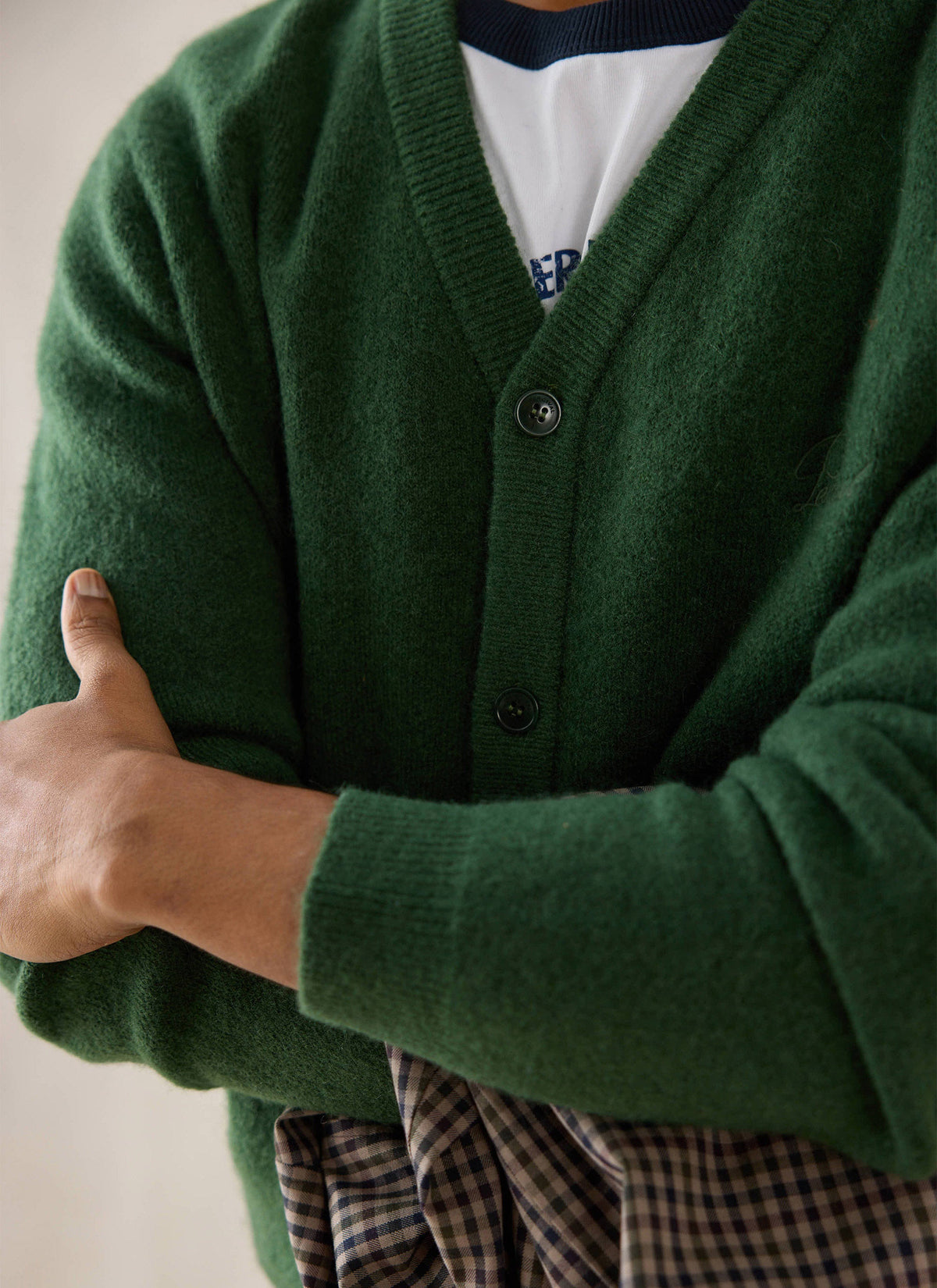 Men's White Glove Mohair Cardigan - Forest Green - Percival