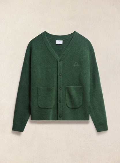 Men's White Glove Mohair Cardigan - Forest Green - Percival