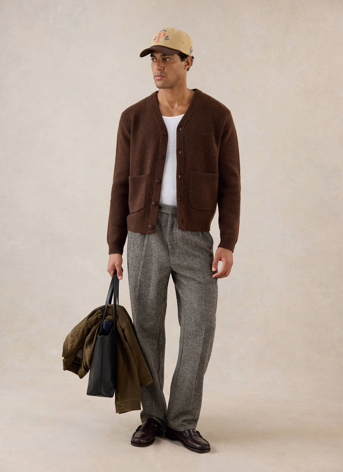 Men's Espresso Cardigan - Mohair Wool - Percival