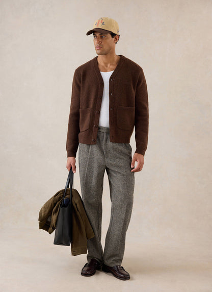 Men's Espresso Cardigan - Mohair Wool - Percival